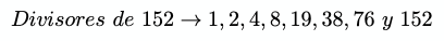 divisores de 152