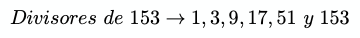 divisores de 153