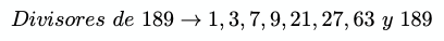 divisores de 189