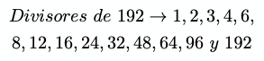 divisores de 192
