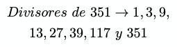 divisores de 351